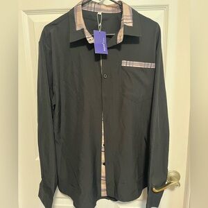 New Men Contrast Trim College Shirt, size L